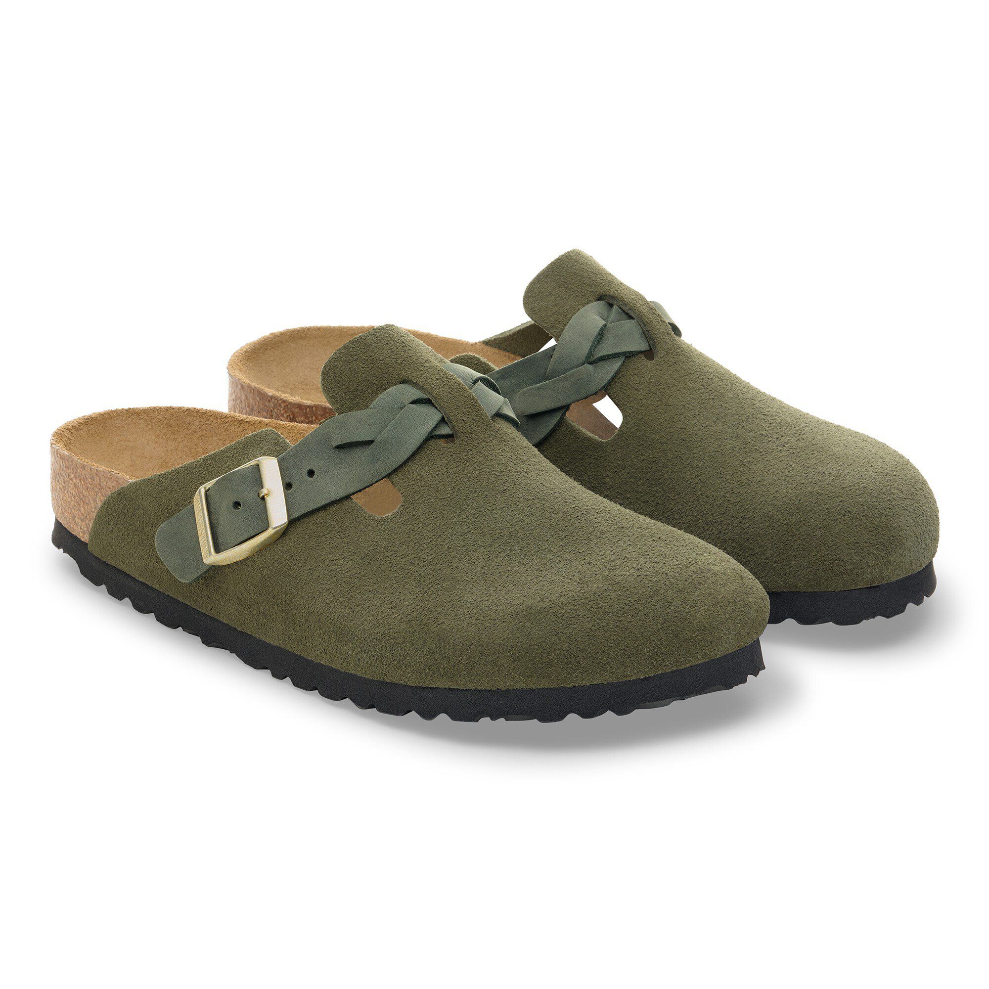 Boston Braided Suede Leather in Color Thyme | BIRKENSTOCK US