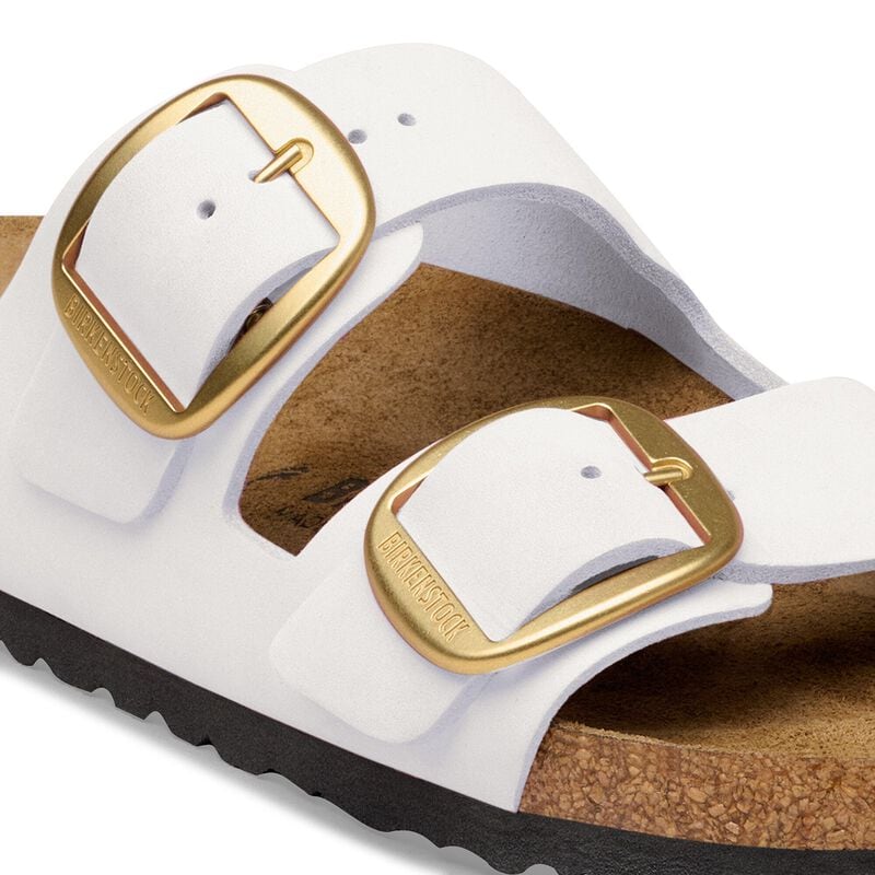 BIRKENSTOCK Arizona Big Buckle Nubuck Leather Antique White Soft Footbed detail