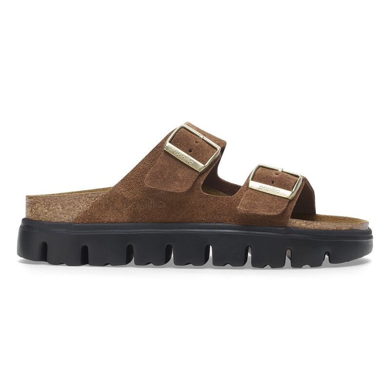 BIRKENSTOCK Arizona Platform Suede Leather Dark Tea/ Black Trail Easy detail
