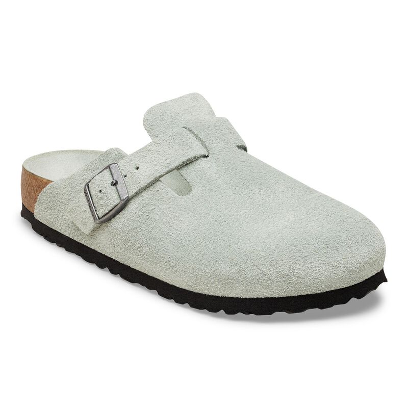 BIRKENSTOCK Boston Soft Footbed Suede Leather Concrete Gray City Comfort detail