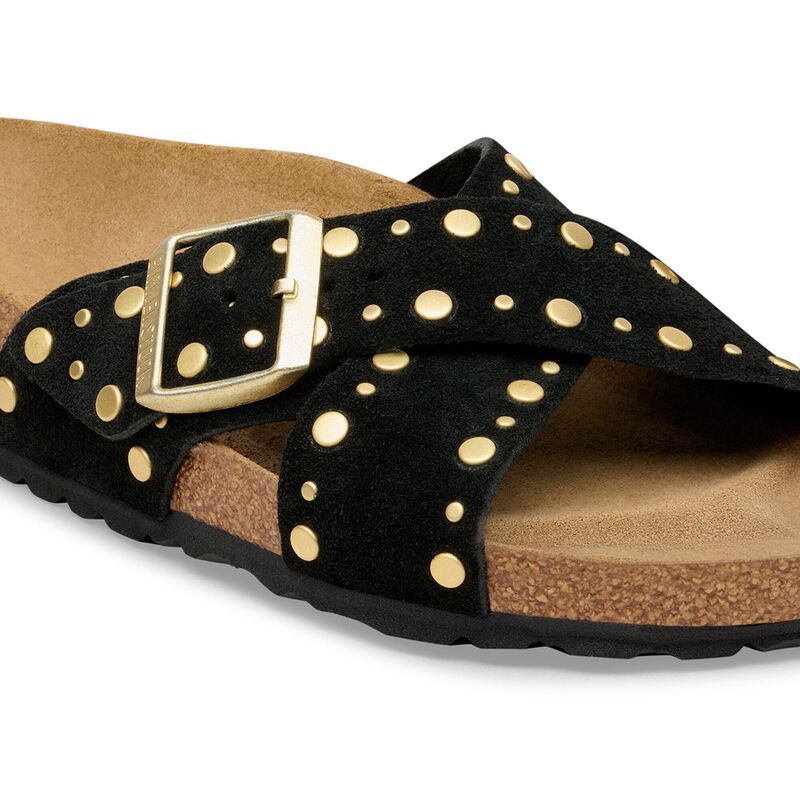 BIRKENSTOCK Siena Rivet Suede Leather Black Easy Walk detail