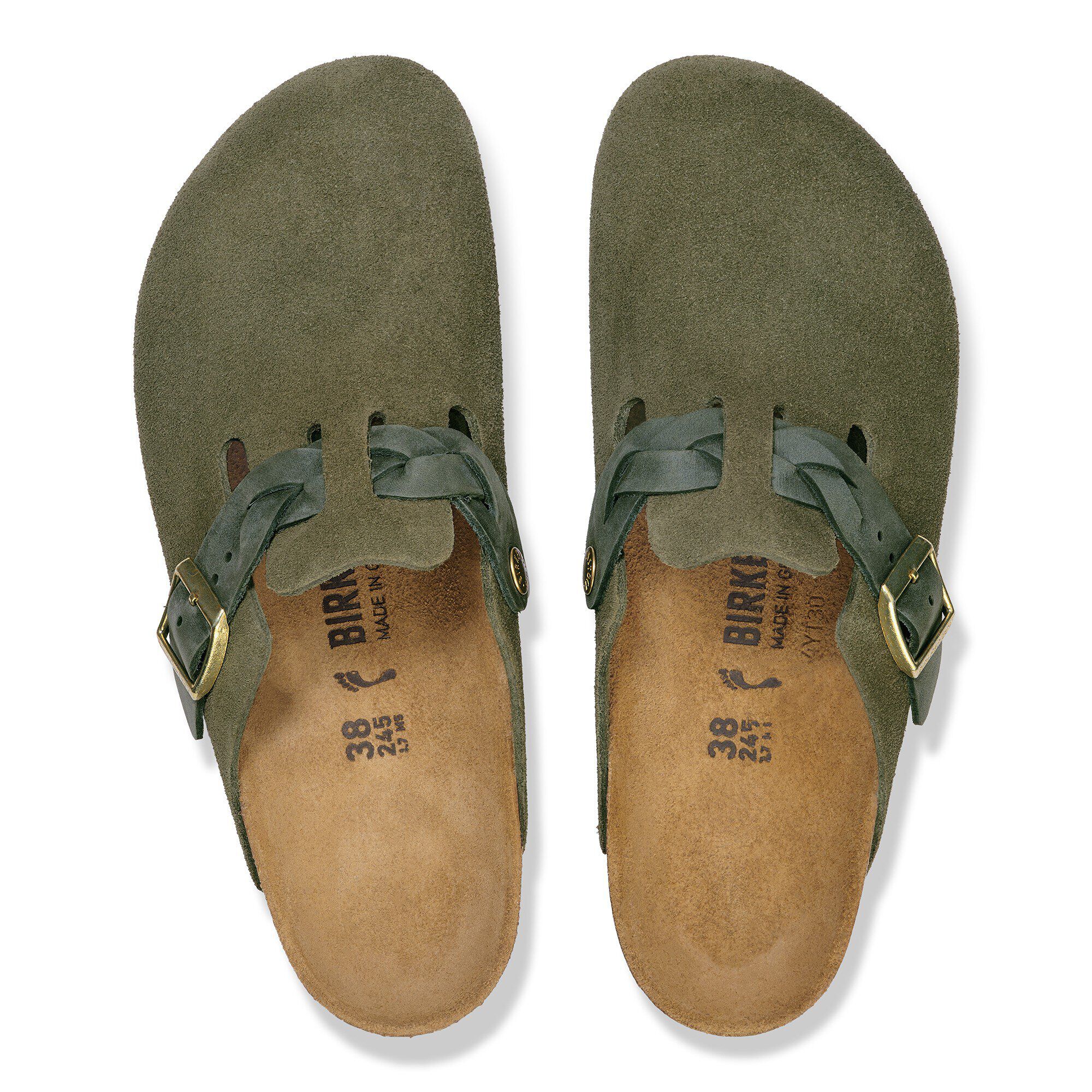 Boston Braided Suede Leather in Color Thyme | BIRKENSTOCK US