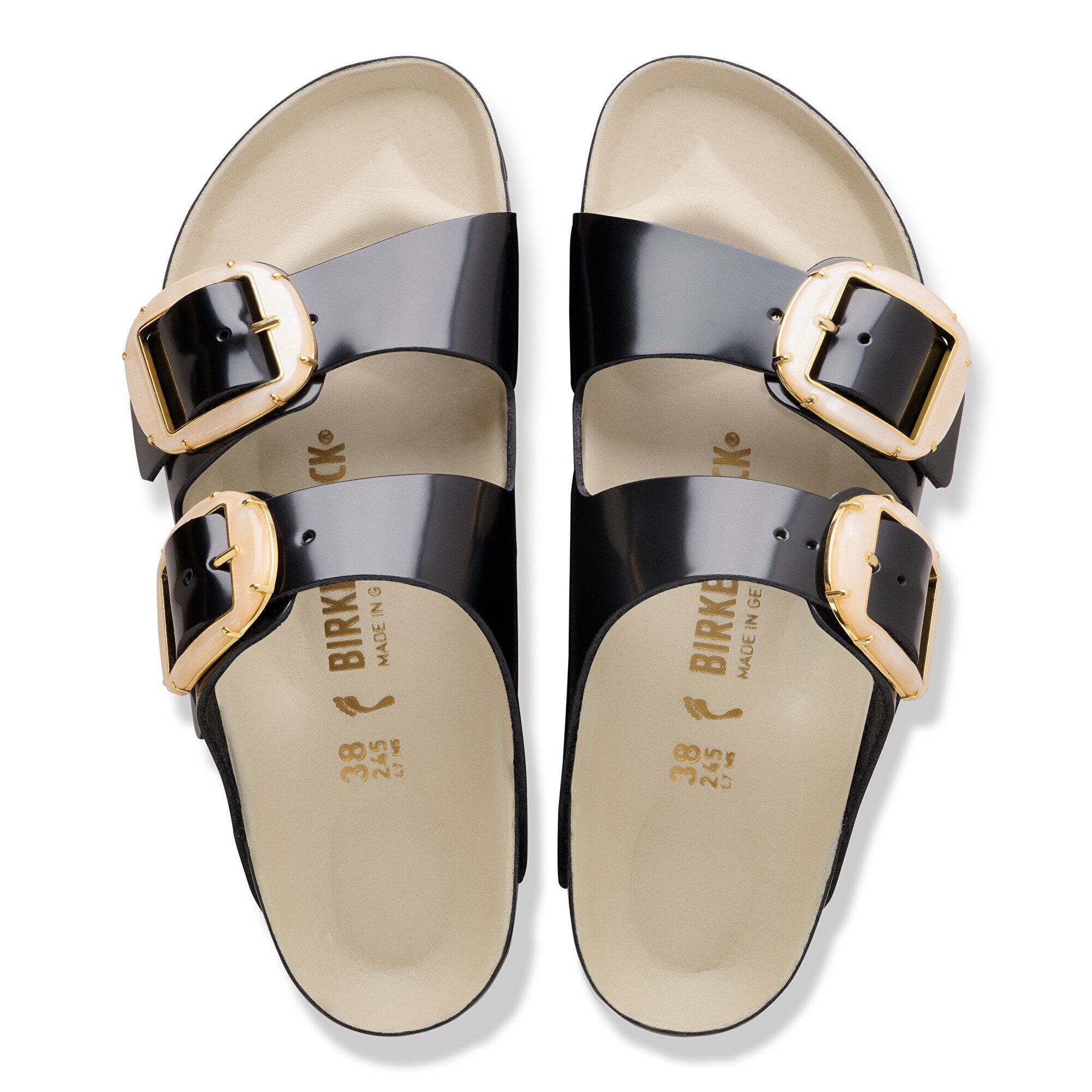 Arizona Big Buckle Pearl Natural Leather Patent - a top view