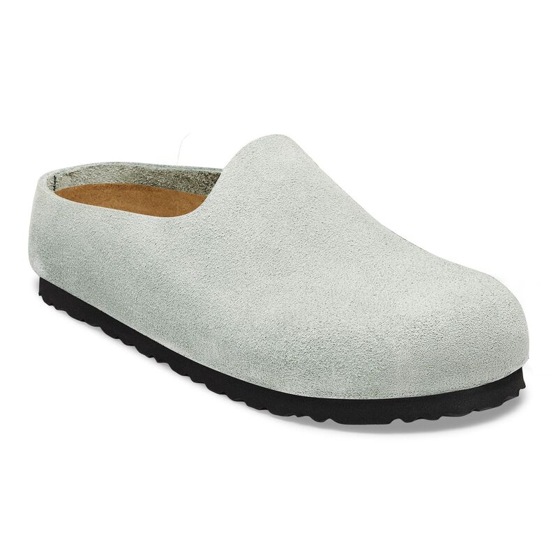 BIRKENSTOCK Amsterdam Wrapped Suede Leather Faded Purple Lounge Fit detail