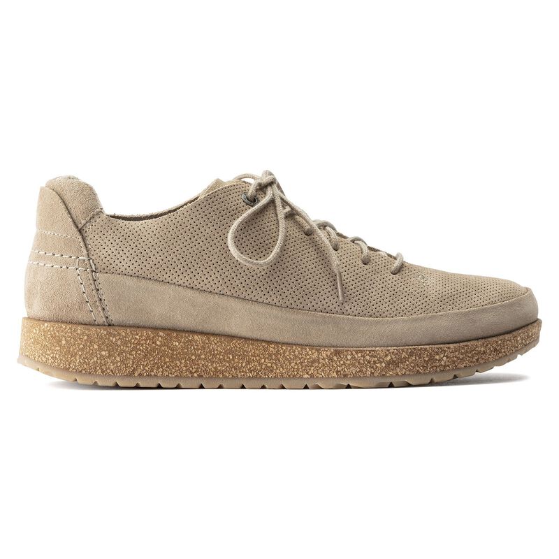 BIRKENSTOCK Honnef Light Suede Leather Sandcastle Lounge Fit detail