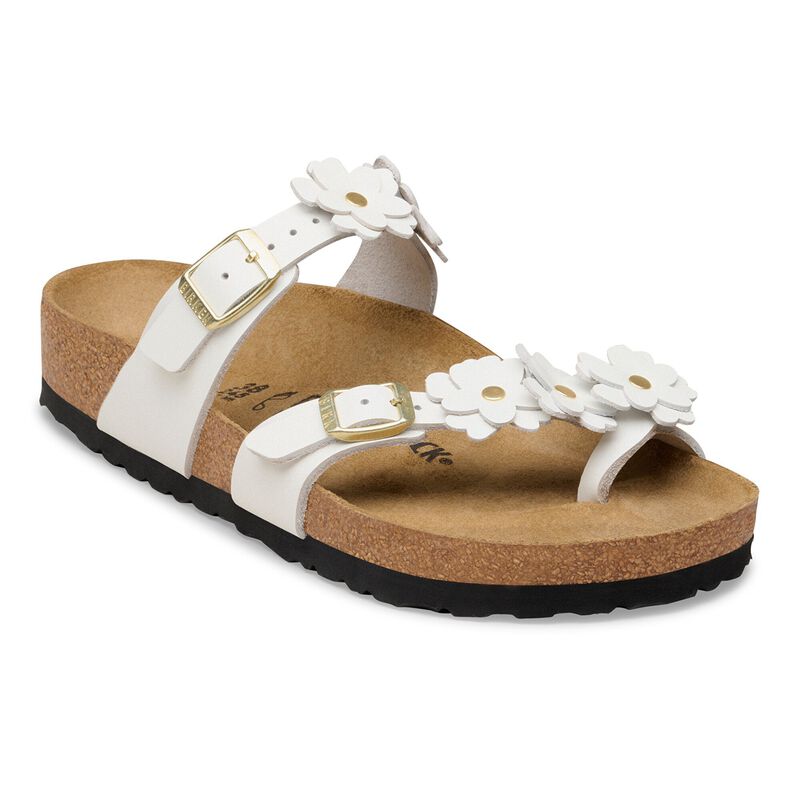 BIRKENSTOCK Mayari Flower Embellishment Natural Leather White Soft Footbed detail