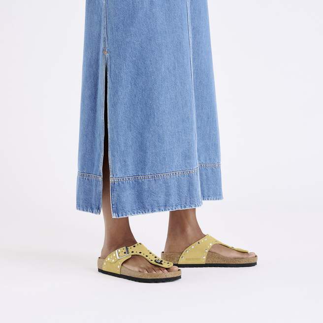 Gizeh Rivets Suede Leather in Color Ochre BIRKENSTOCK US