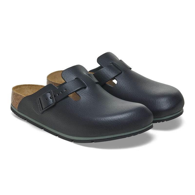 BIRKENSTOCK Boston Pro Natural Leather Black Trail Easy detail