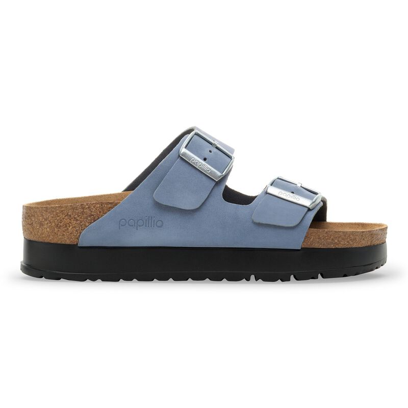 BIRKENSTOCK Arizona Flex Platform Nubuck Leather Stone Blue City Comfort detail
