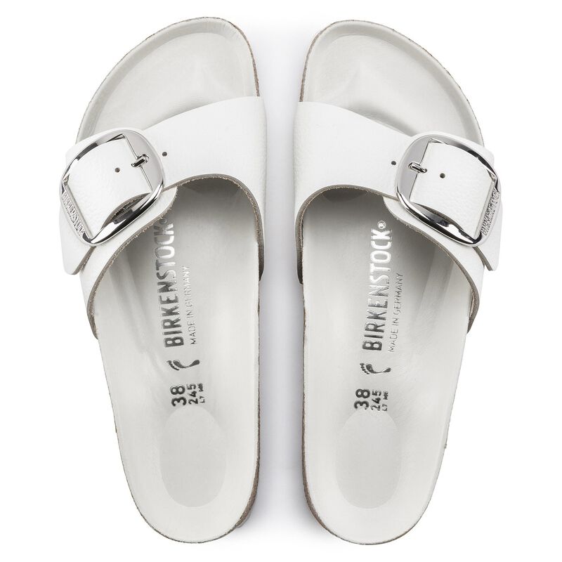 BIRKENSTOCK Madrid Big Buckle Natural Leather White Lounge Fit detail