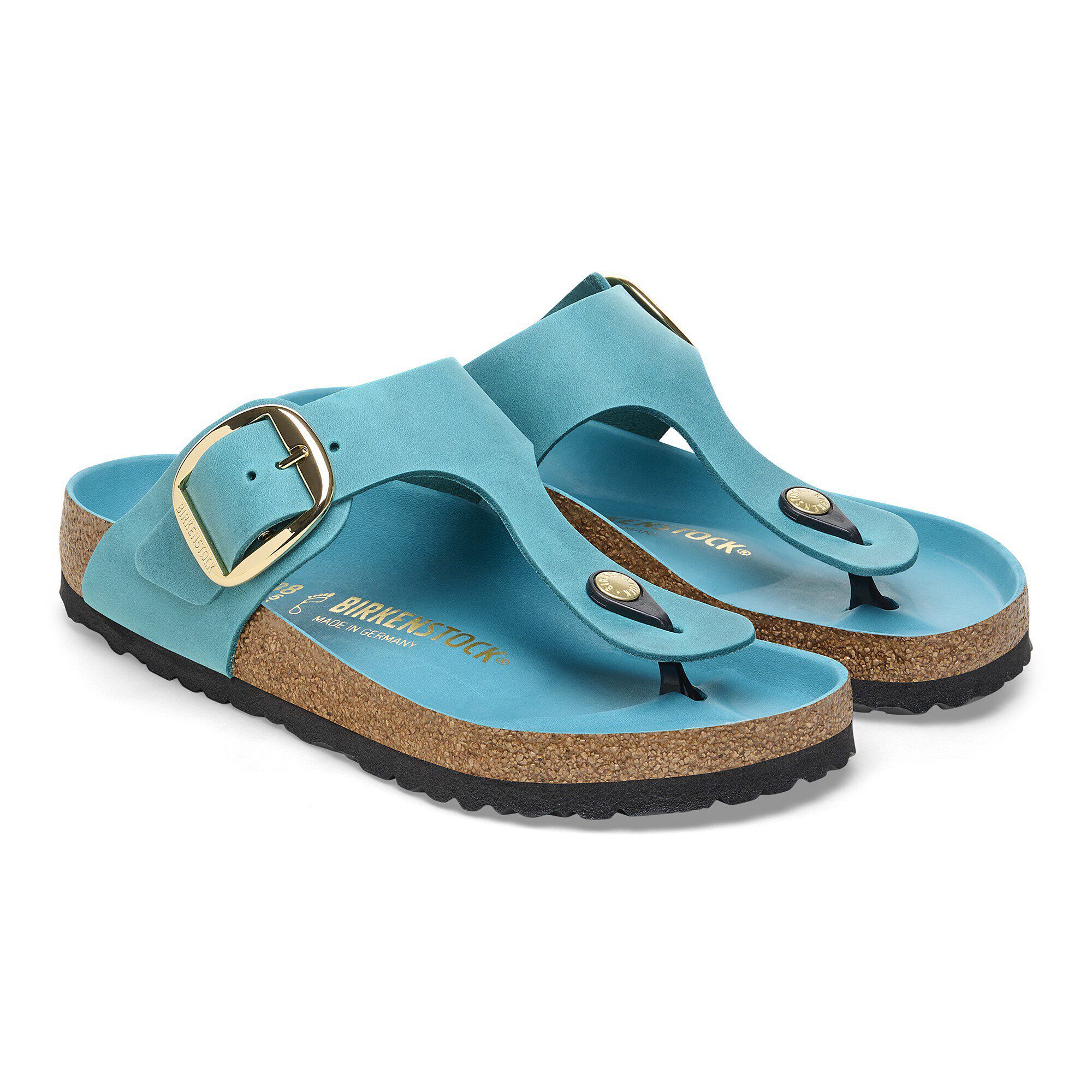 Gizeh Big Buckle Oiled Leather in Color Biscay Bay | BIRKENSTOCK US