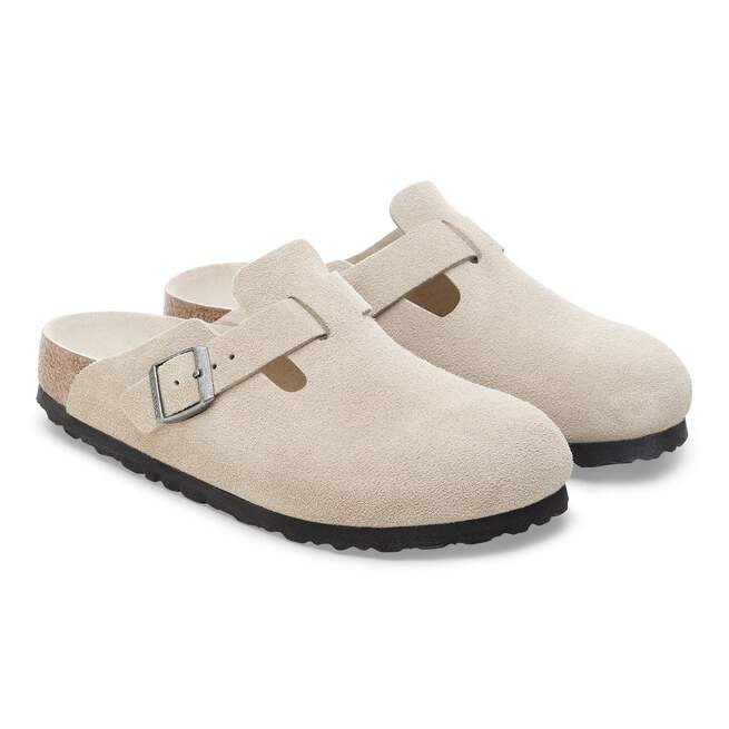 Boston Soft Footbed Suede Leather Antique White
