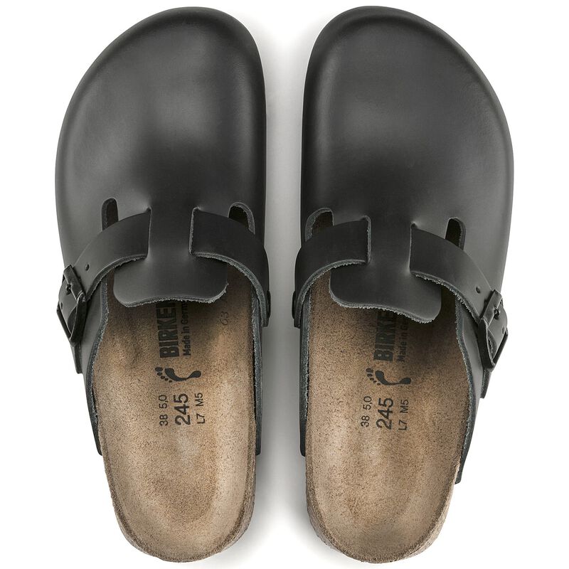 BIRKENSTOCK Boston Super Grip Natural Leather Black Easy Walk detail