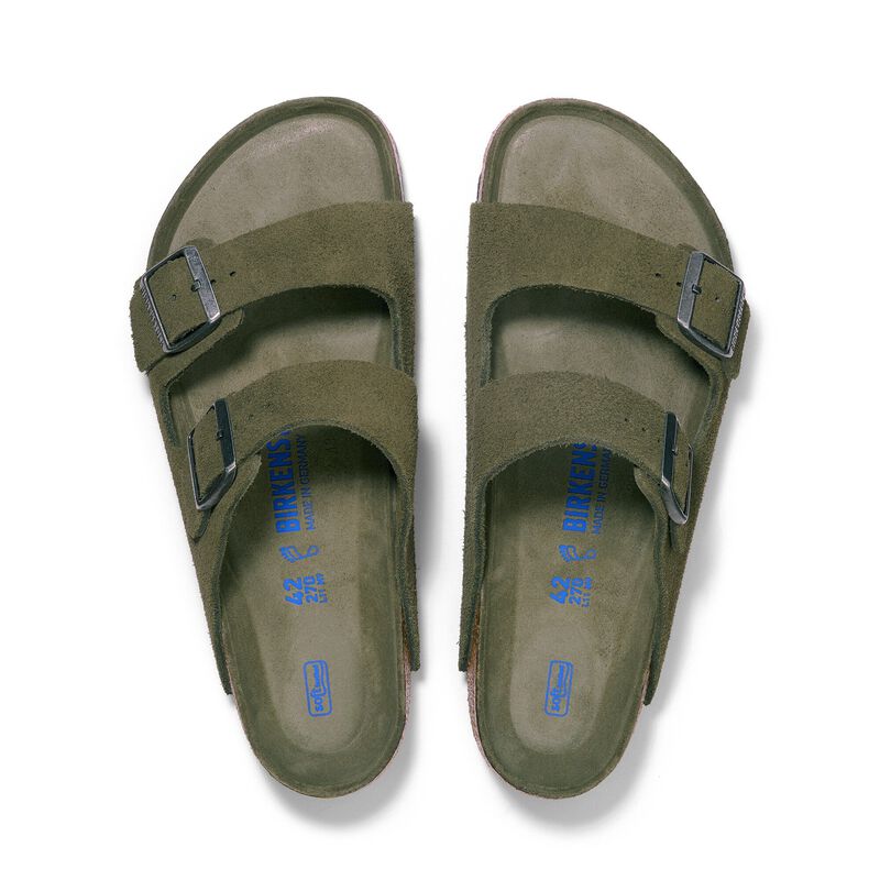 BIRKENSTOCK Arizona Soft Footbed Suede Leather Thyme Tonal Lounge Fit detail
