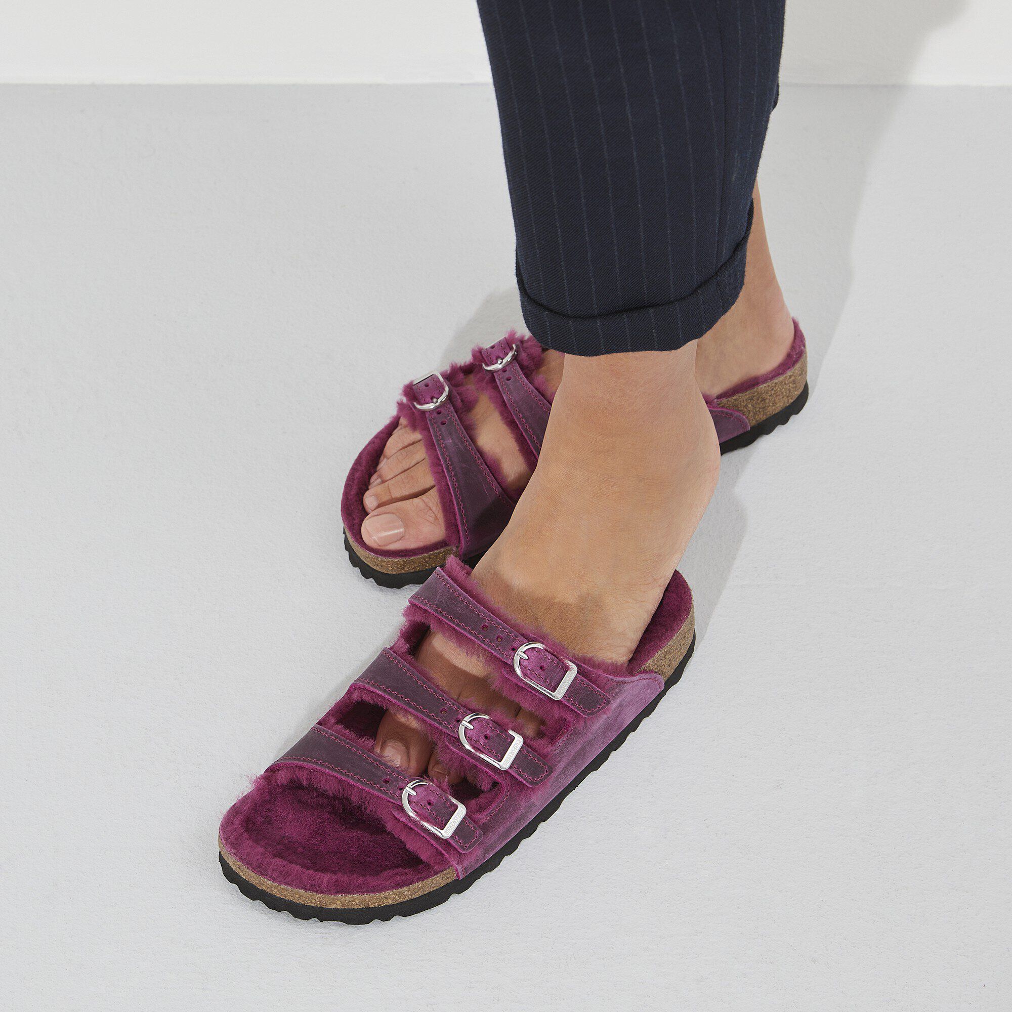 Florida Shearling Oiled Leather in Color Festival Fuchsia