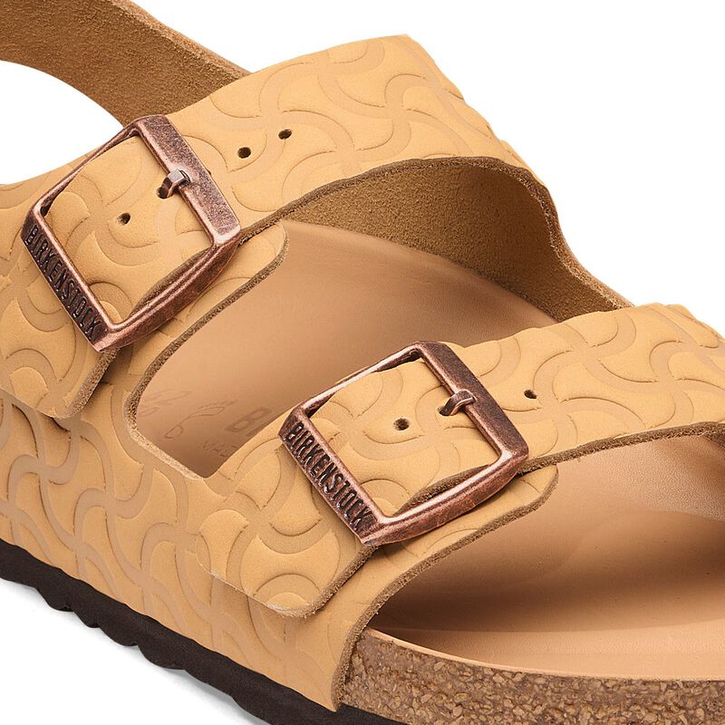BIRKENSTOCK Milano Natural Leather Embossed Nature Semi Veg Tan Trail Easy detail