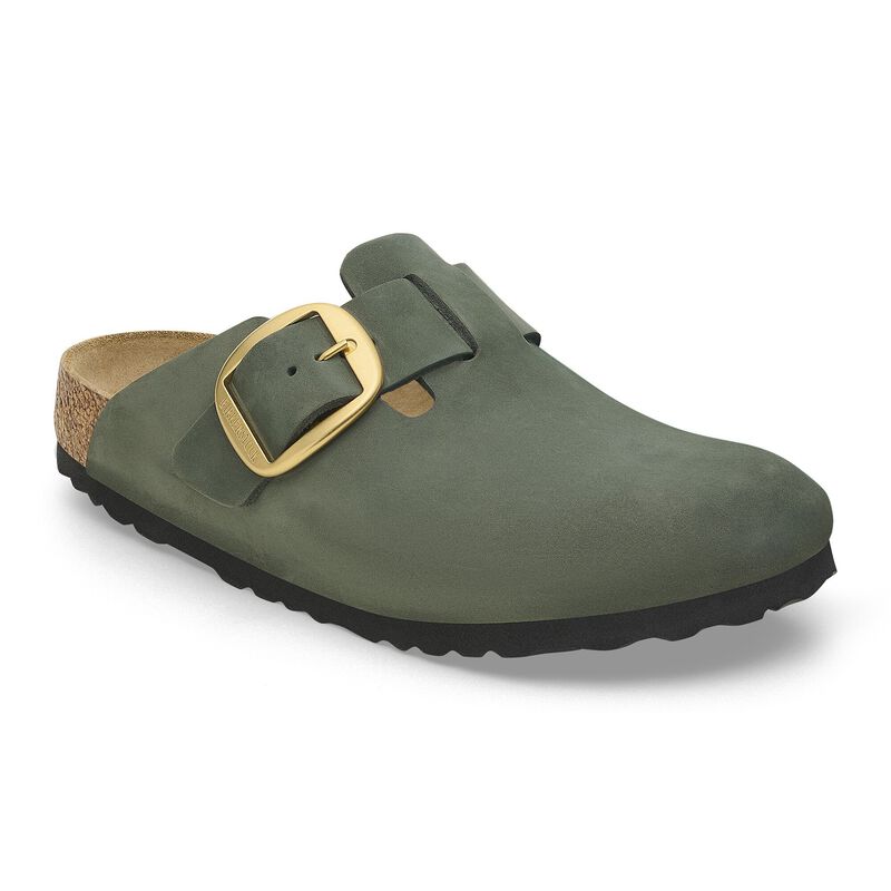 BIRKENSTOCK Boston Big Buckle Nubuck Leather Pure Sage Soft Sole detail