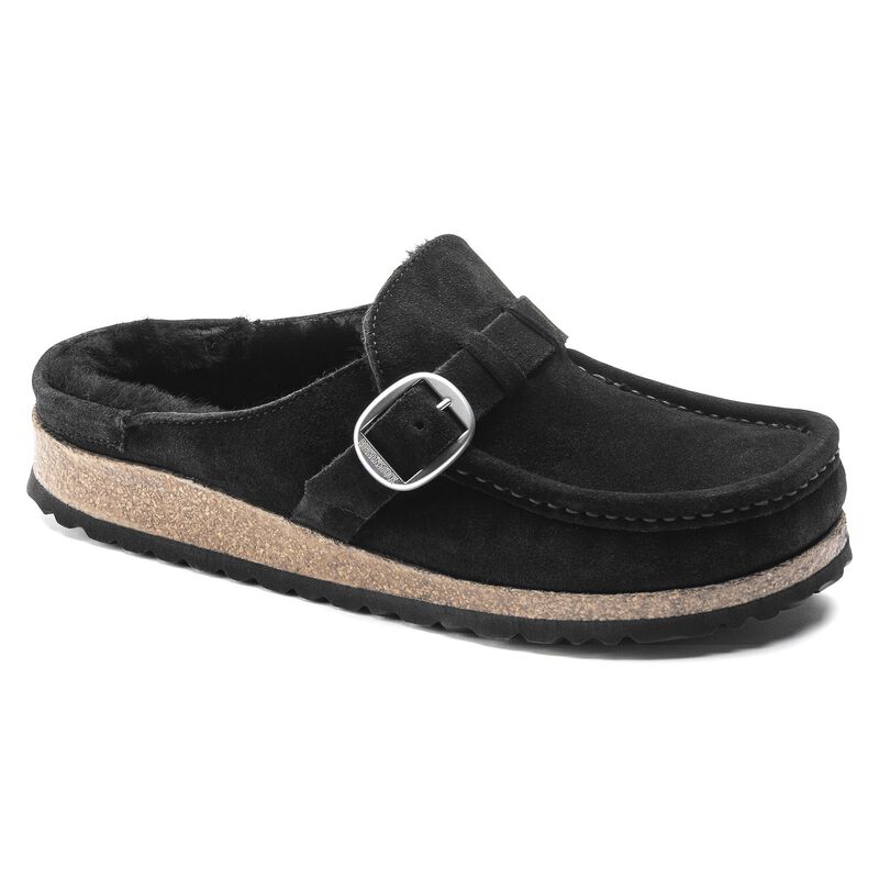 BIRKENSTOCK Buckley Shearling Suede Leather Black Walk Edit detail