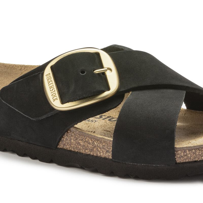 BIRKENSTOCK Siena Big Buckle Nubuck Leather Black Contour Sole detail