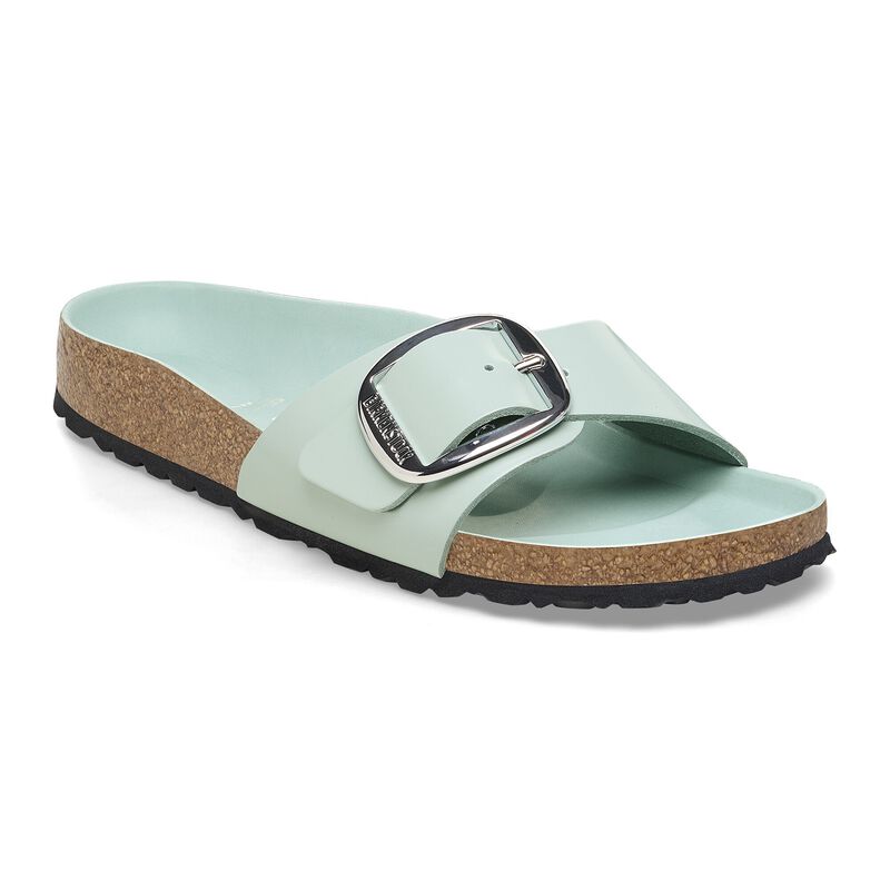 BIRKENSTOCK Madrid Big Buckle Natural Leather Patent High-Shine Kurkuma City Comfort detail