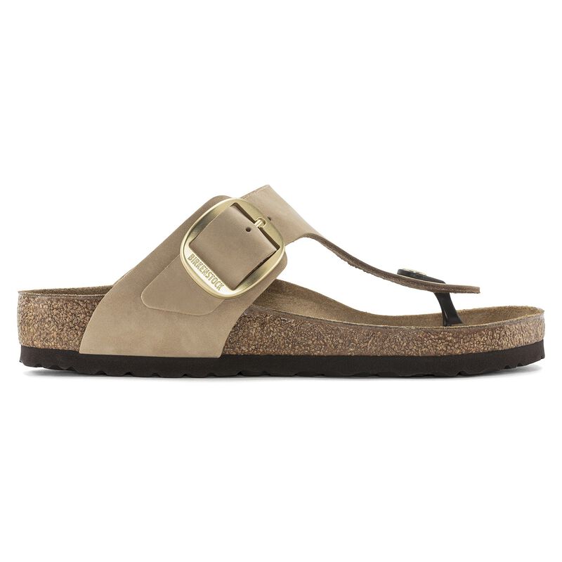 BIRKENSTOCK Gizeh Big Buckle Nubuck Leather Sandcastle Easy Walk detail