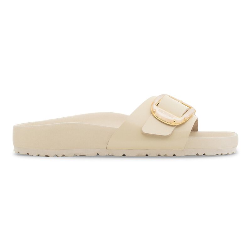 BIRKENSTOCK Madrid Big Buckle Pearl Natural Leather Patent High Shine Ecru Daily Comfort detail