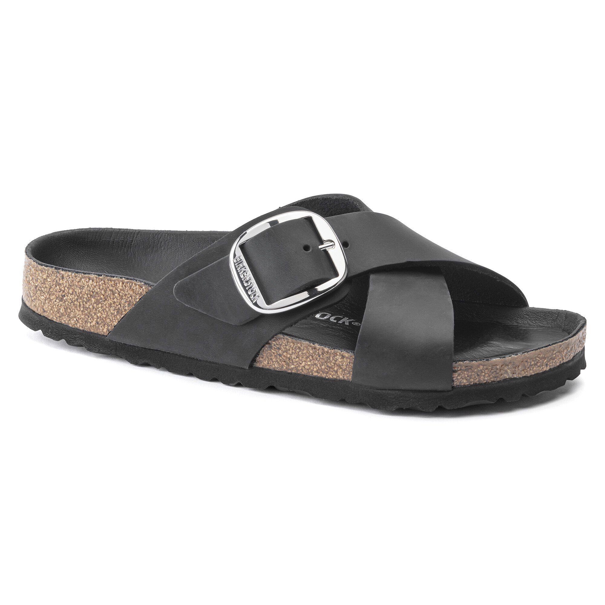 Siena Big Buckle Oiled Leather in Color Black | BIRKENSTOCK US