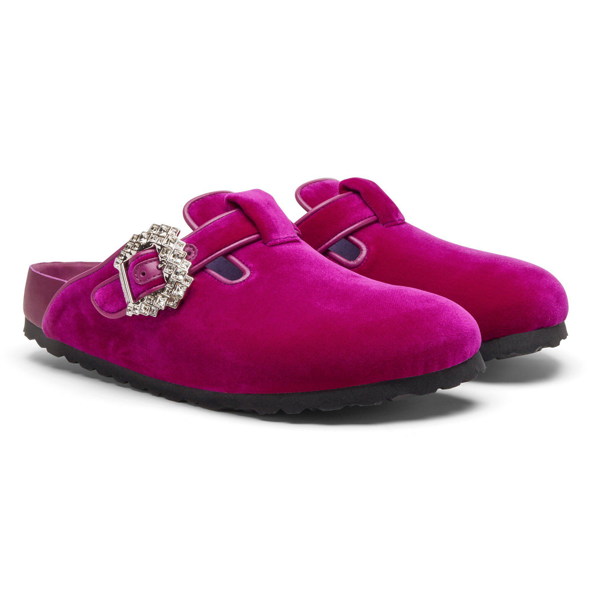 Manolo Blahnik Boston Velvet Crystal Buckle Velvet - shown as a pair