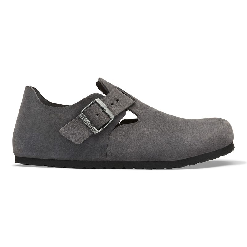 BIRKENSTOCK London Suede Leather Charcoal City Comfort detail