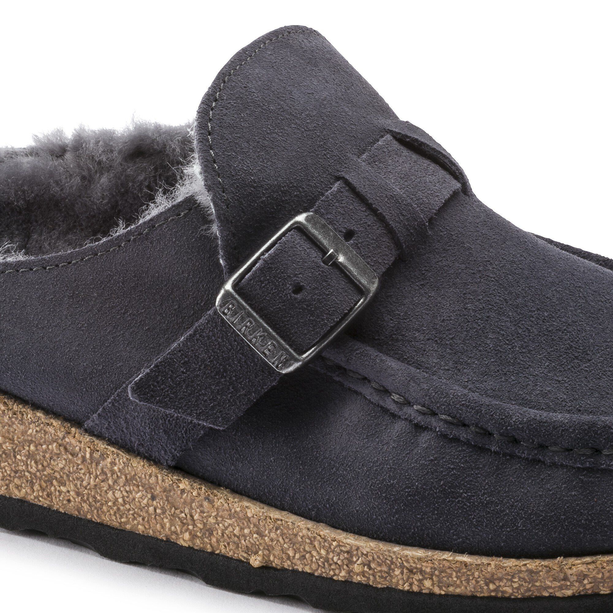 Buckley Shearling Suede Leather Close-up view showing material detail