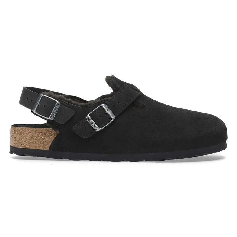 BIRKENSTOCK Tokio Shearling Suede Leather Black Walk Edit detail