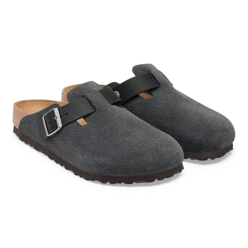 BIRKENSTOCK Boston Mixed Leather Charcoal Daily Comfort detail