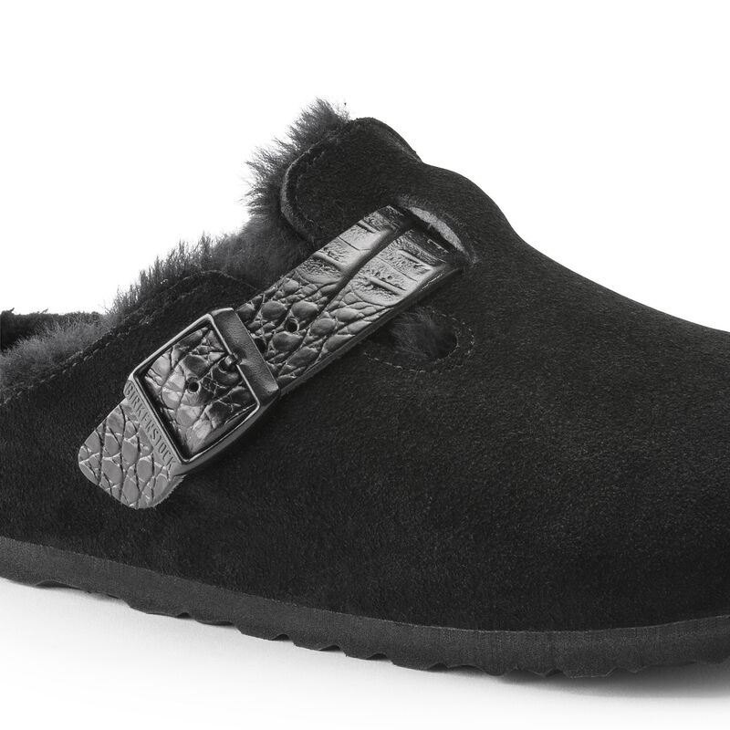 BIRKENSTOCK Boston Shearling Suede Leather Black Walk Edit detail