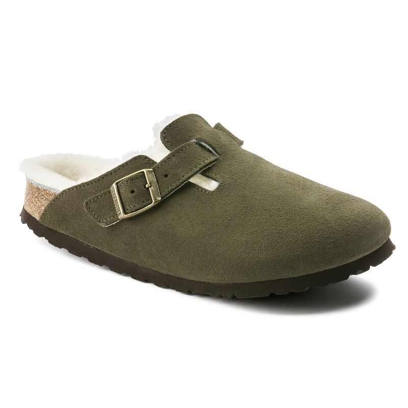 BIRKENSTOCK Boston Shearling Suede Leather Stone Coin Walk Edit detail