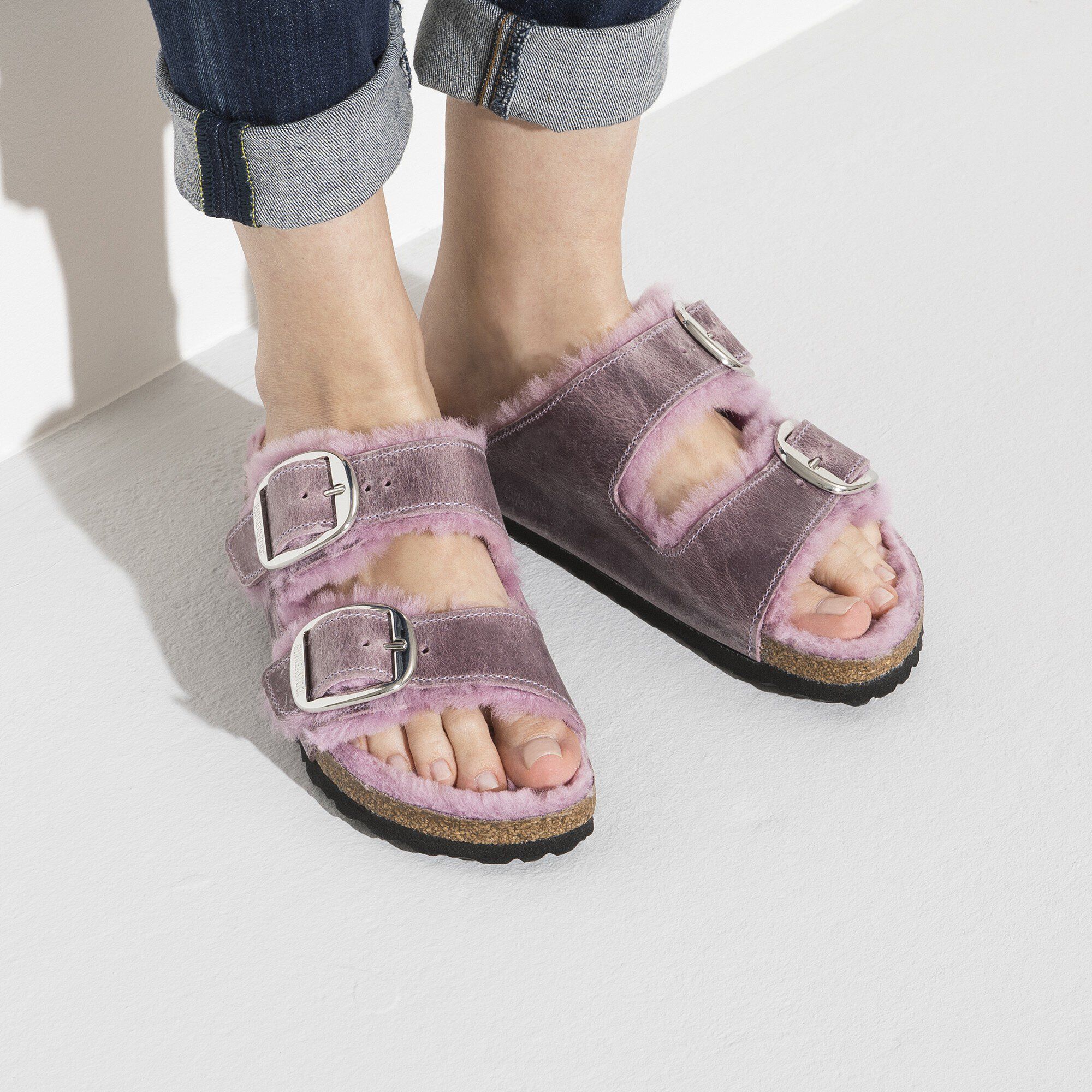 Arizona Big Buckle Shearling Cuir huil&eacute;