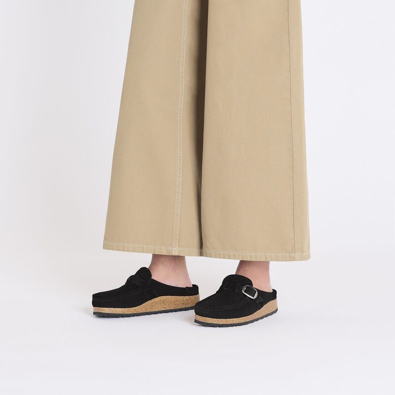 BIRKENSTOCK Buckley Shearling Suede Leather Black Walk Edit detail