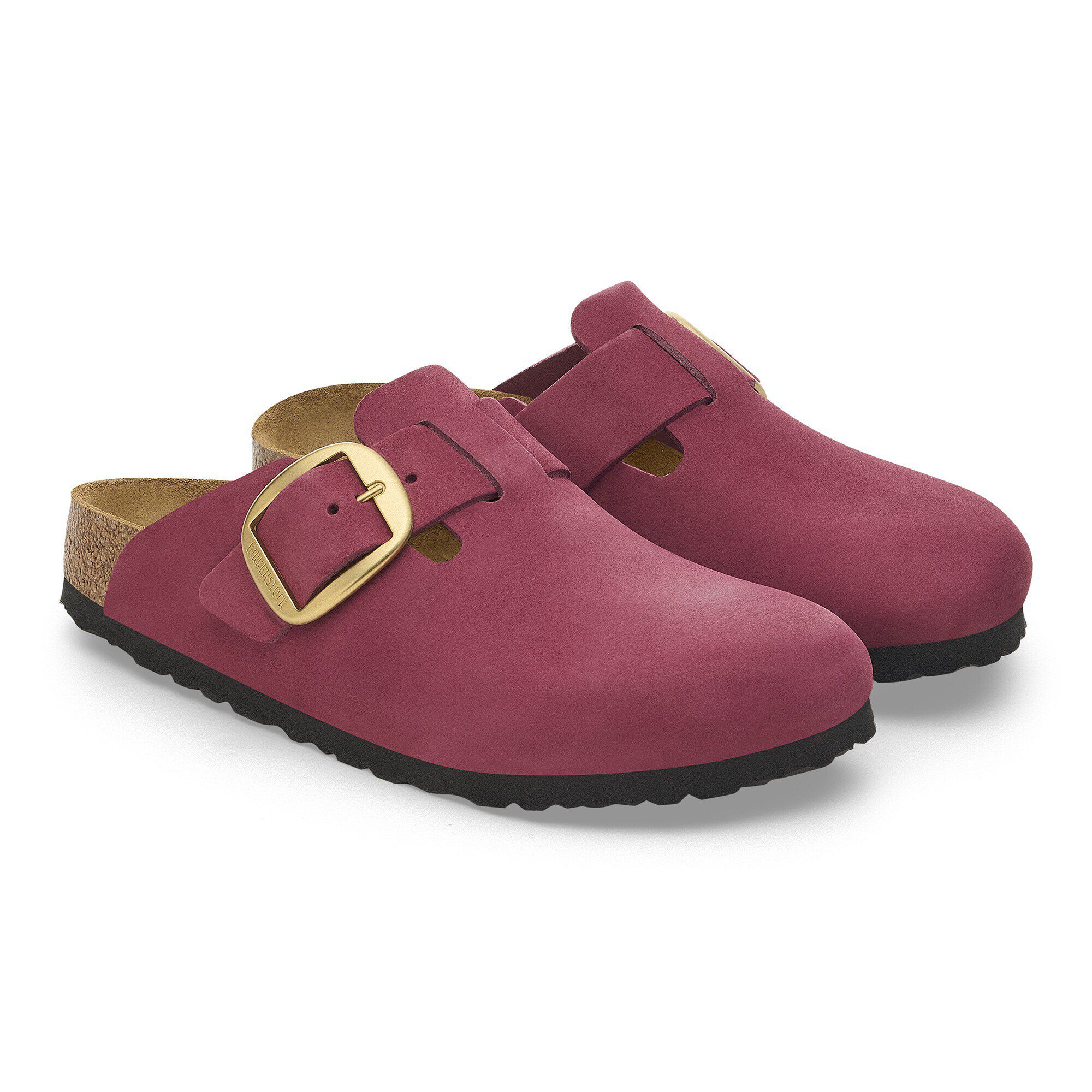 Birkenstock Boston Big Buckle マルーン 39 Boston Big Buckle Nubuck Leather in Color Berry Crush