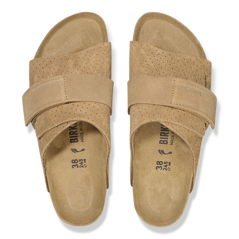 BIRKENSTOCK Kyoto Suede Leather Embossed New Beige Trail Easy detail