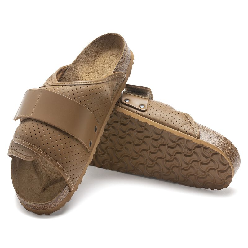 BIRKENSTOCK Kyoto Natural Leather Puff Pack Cork Brown Soft Sole detail
