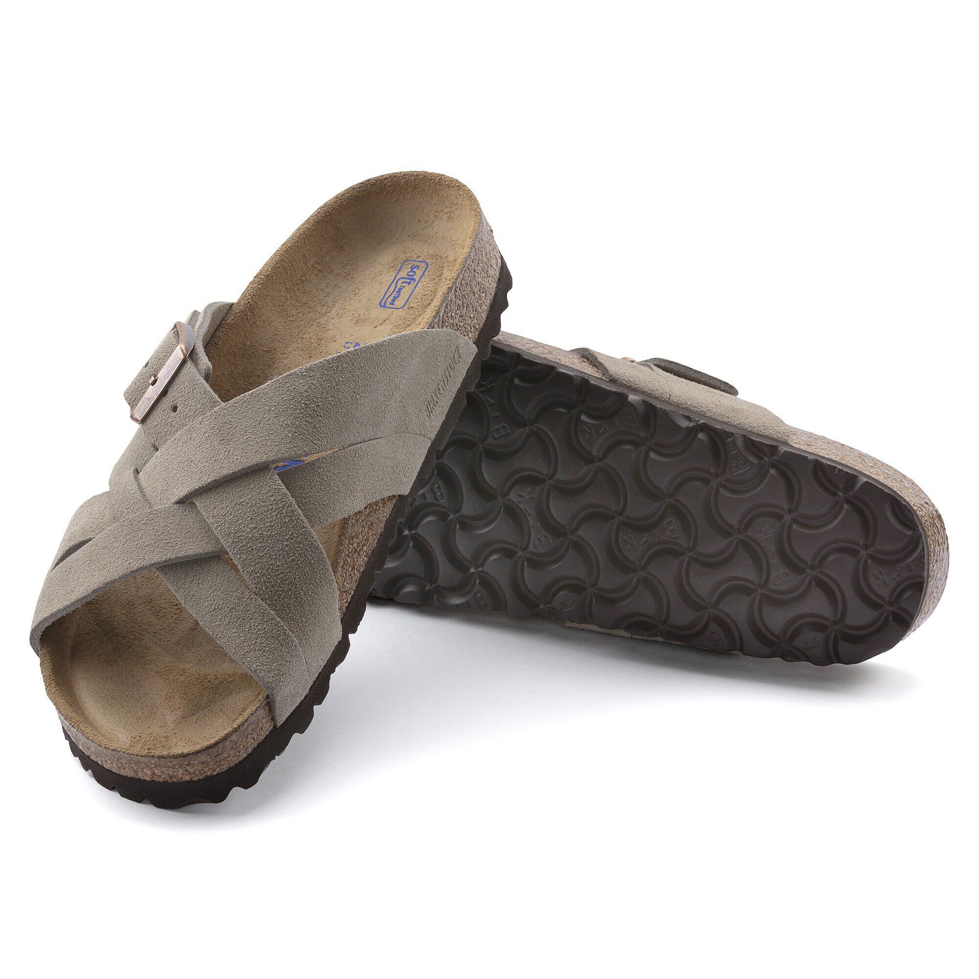 Lugano Soft Footbed Suede Leather in Color Taupe | BIRKENSTOCK US