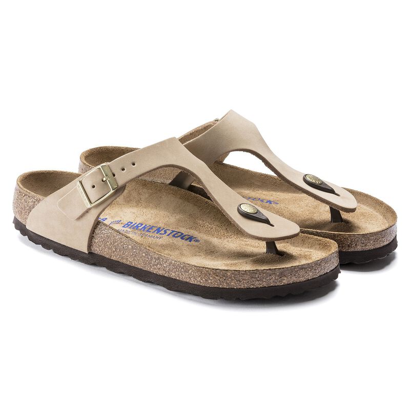 BIRKENSTOCK Gizeh Soft Footbed Nubuck Leather Sandcastle Walk Edit detail
