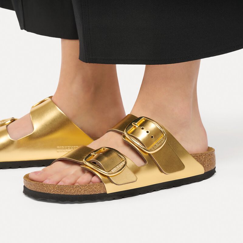BIRKENSTOCK Arizona Big Buckle Natural Leather Metallic Gold City Comfort detail