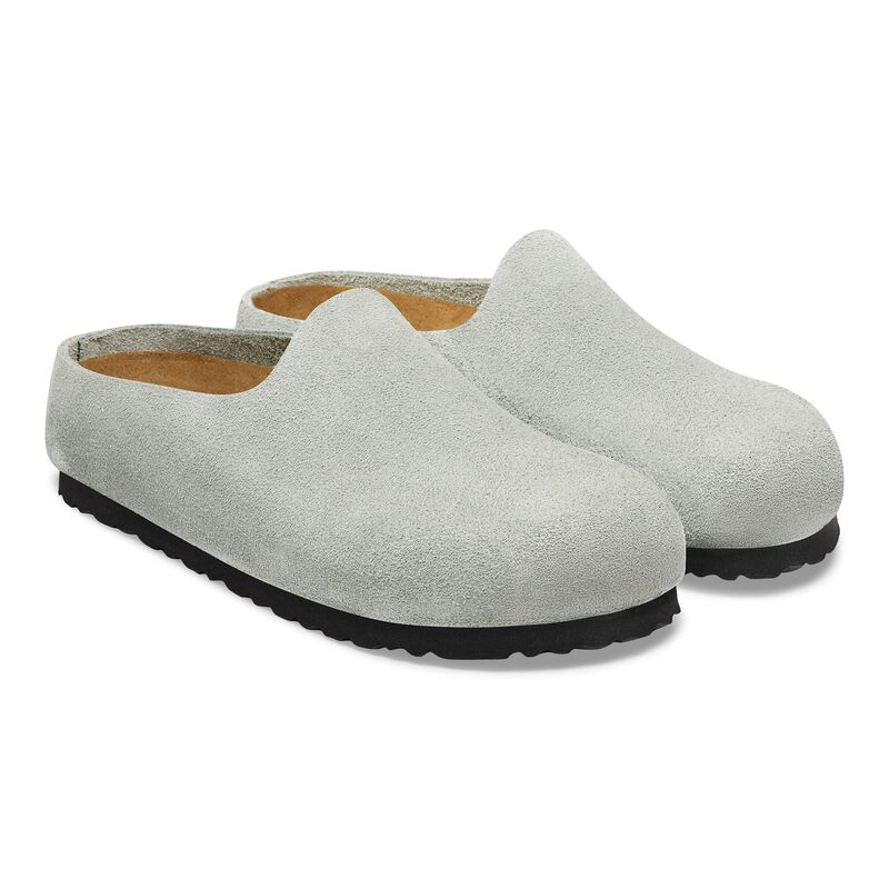 BIRKENSTOCK Amsterdam Wrapped Suede Leather Pure Sage Lounge Fit detail