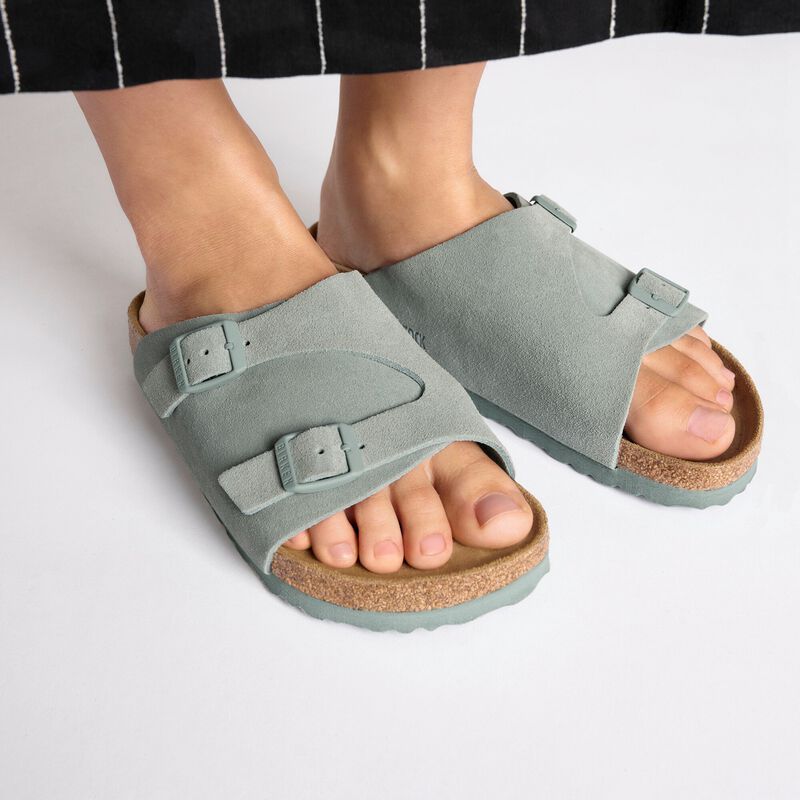 BIRKENSTOCK Zürich Suede Leather Pure Sage Soft Sole detail