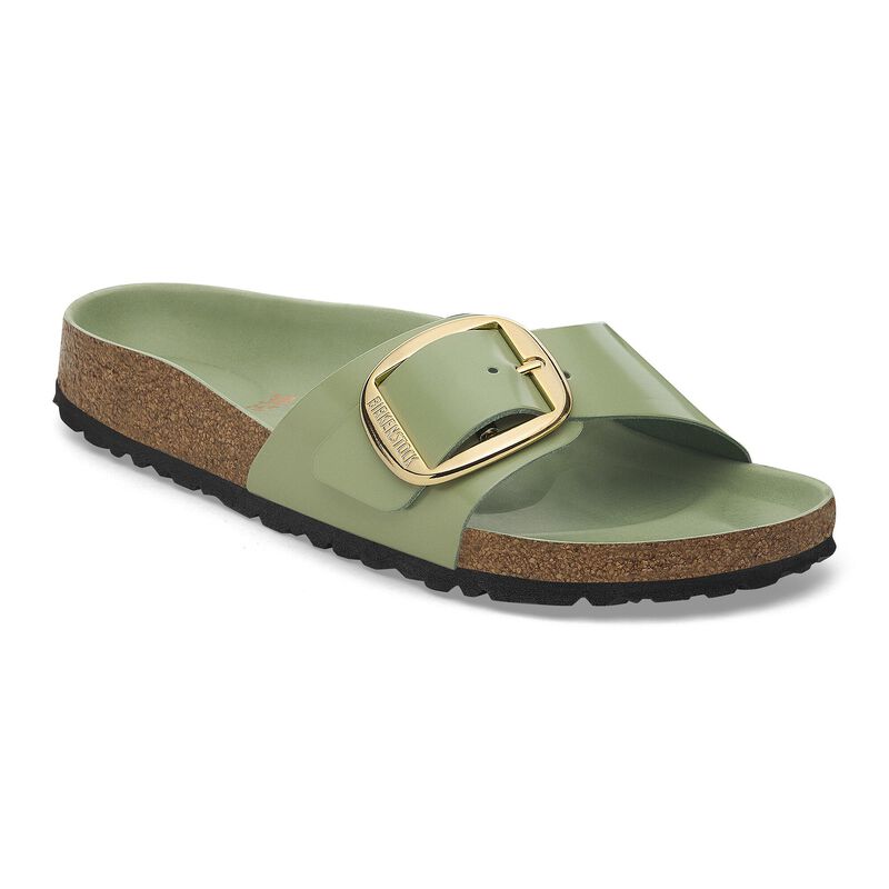 BIRKENSTOCK Madrid Big Buckle Natural Leather Patent High-Shine Kurkuma City Comfort detail