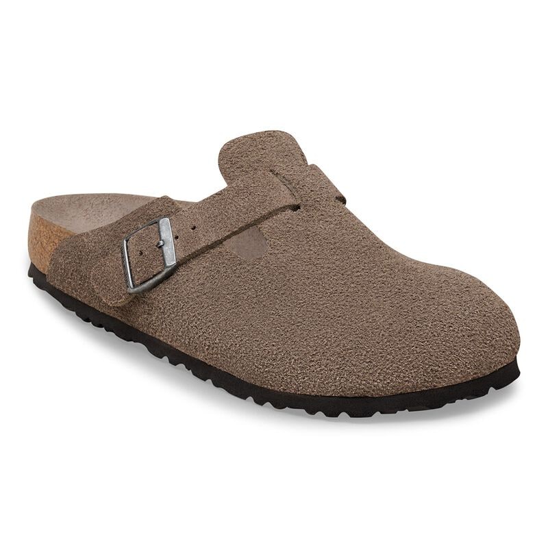 BIRKENSTOCK Boston Soft Footbed Suede Leather Concrete Gray City Comfort detail