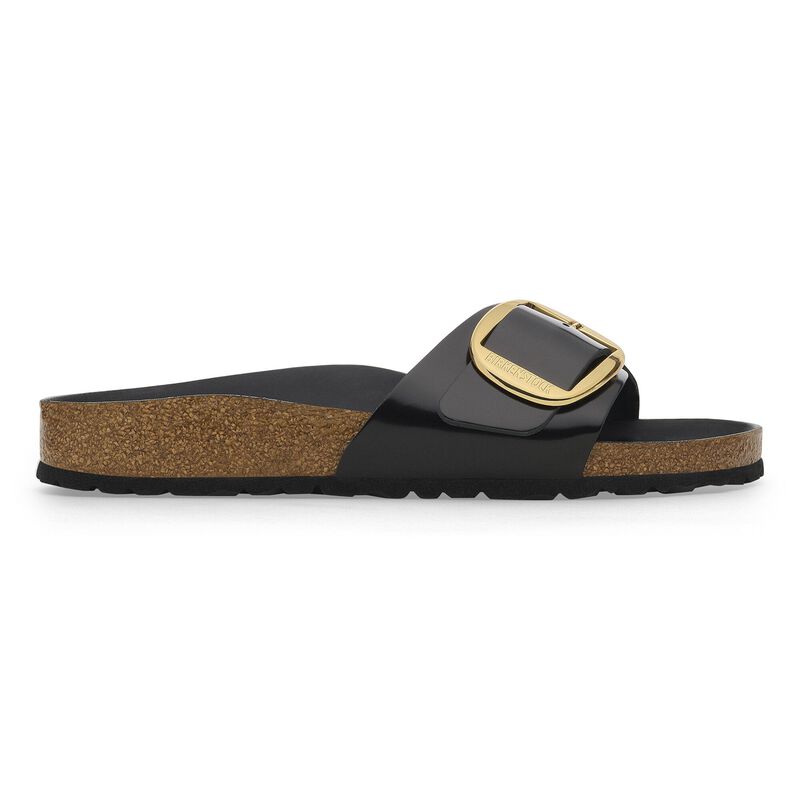BIRKENSTOCK Madrid Big Buckle Natural Leather Patent High Shine Black Trail Easy detail