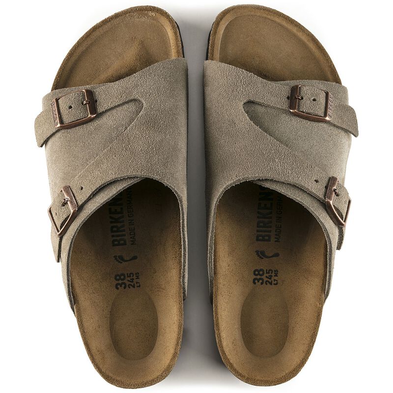 BIRKENSTOCK Zürich Suede Leather Taupe Soft Sole detail