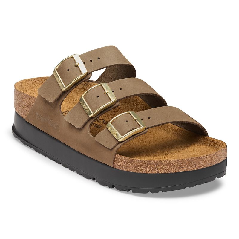 BIRKENSTOCK Florida Flex Platform Nubuck Leather Dark Tea Daily Comfort detail