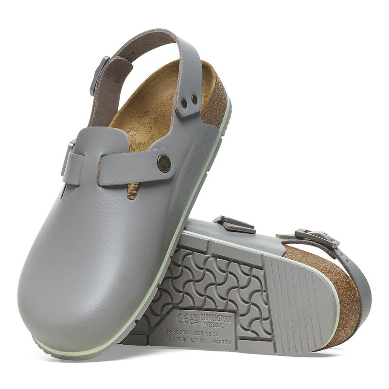 BIRKENSTOCK Tokio PRO Natural Leather Coated Gun Metal Trail Easy detail